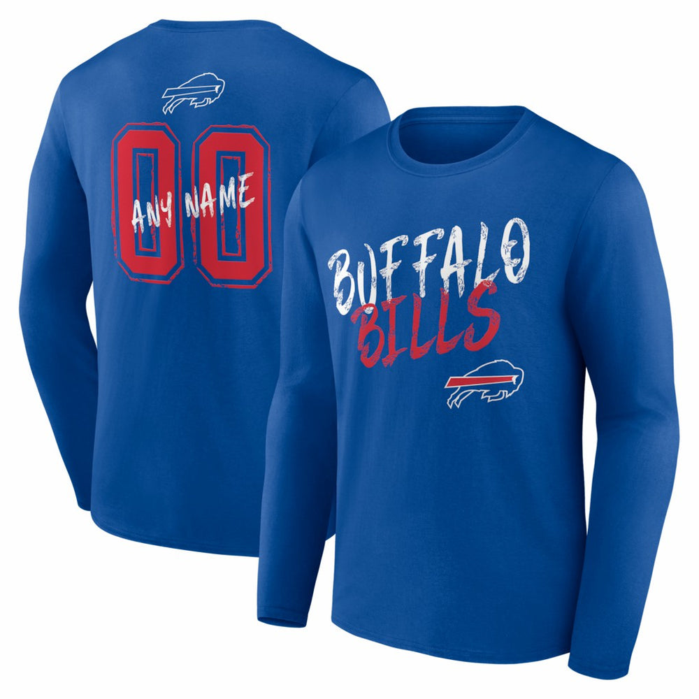 Hustle Personalized Name & Number Long Sleeve T-Shirt - Buffalo Bills