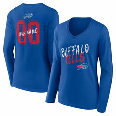 Women's Hustle Personalized Name & Number Long Sleeve V-Neck T-Shirt - Buffalo Bills