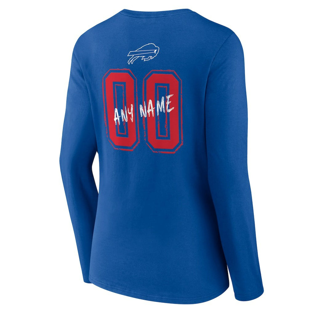 Women's Hustle Personalized Name & Number Long Sleeve V-Neck T-Shirt - Buffalo Bills