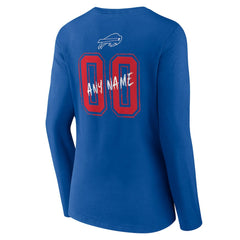 Women's Hustle Personalized Name & Number Long Sleeve V-Neck T-Shirt - Buffalo Bills