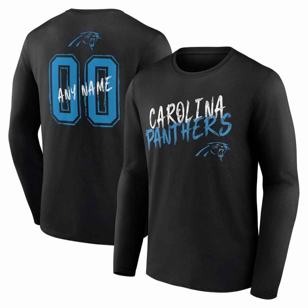 Hustle Personalized Name & Number Long Sleeve T-Shirt - Carolina Panthers