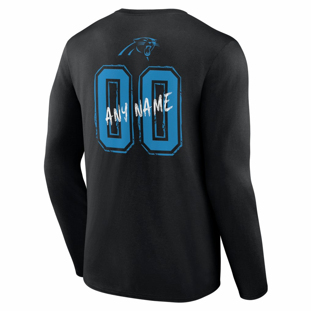 Hustle Personalized Name & Number Long Sleeve T-Shirt - Carolina Panthers