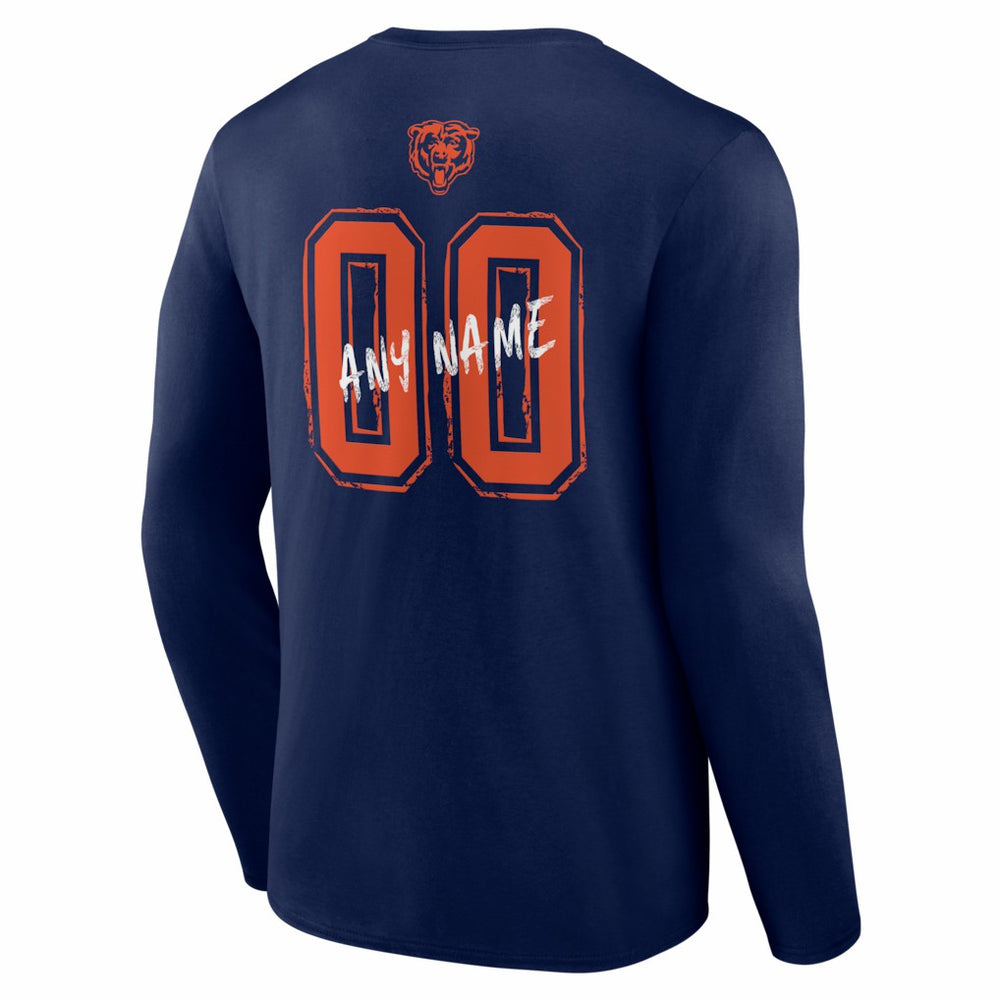 Hustle Personalized Name & Number Long Sleeve T-Shirt - Chicago Bears