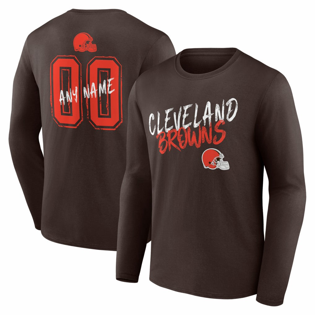 Hustle Personalized Name & Number Long Sleeve T-Shirt - Cleveland Browns