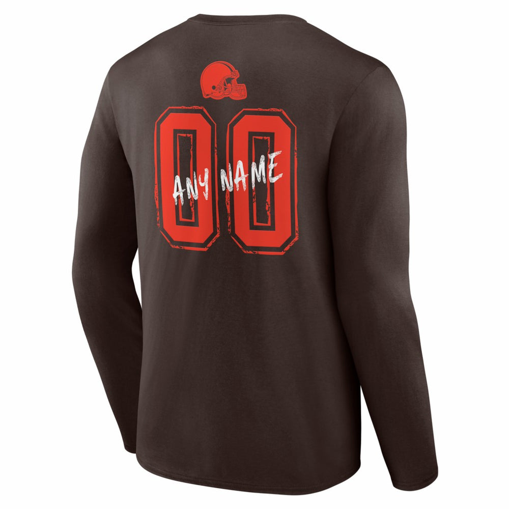 Hustle Personalized Name & Number Long Sleeve T-Shirt - Cleveland Browns