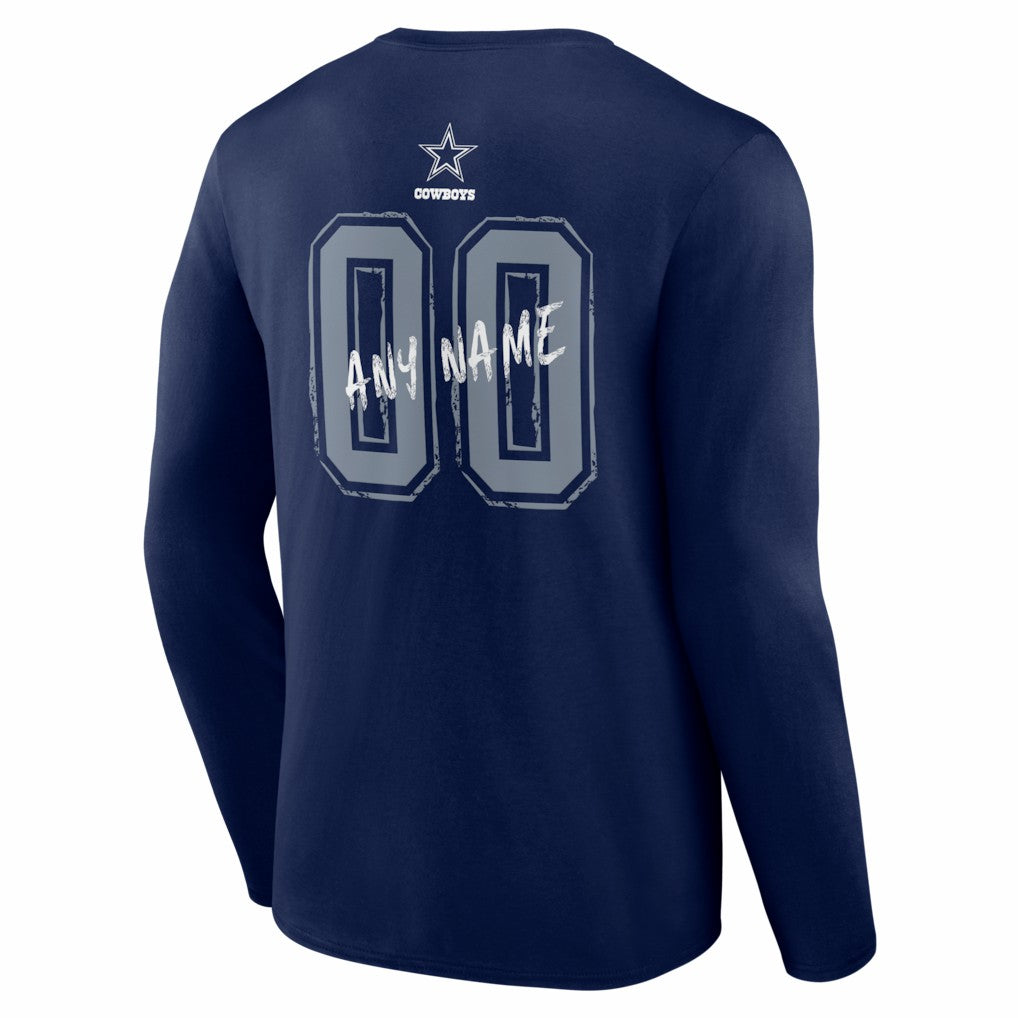 Hustle Personalized Name & Number Long Sleeve T-Shirt - Dallas Cowboys