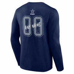 Hustle Personalized Name & Number Long Sleeve T-Shirt - Dallas Cowboys
