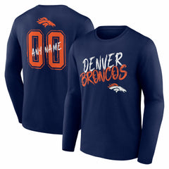 Hustle Personalized Name & Number Long Sleeve T-Shirt - Denver Broncos