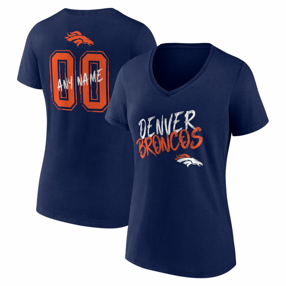 Women's Hustle Personalized Name & Number V-Neck T-Shirt - Denver Broncos