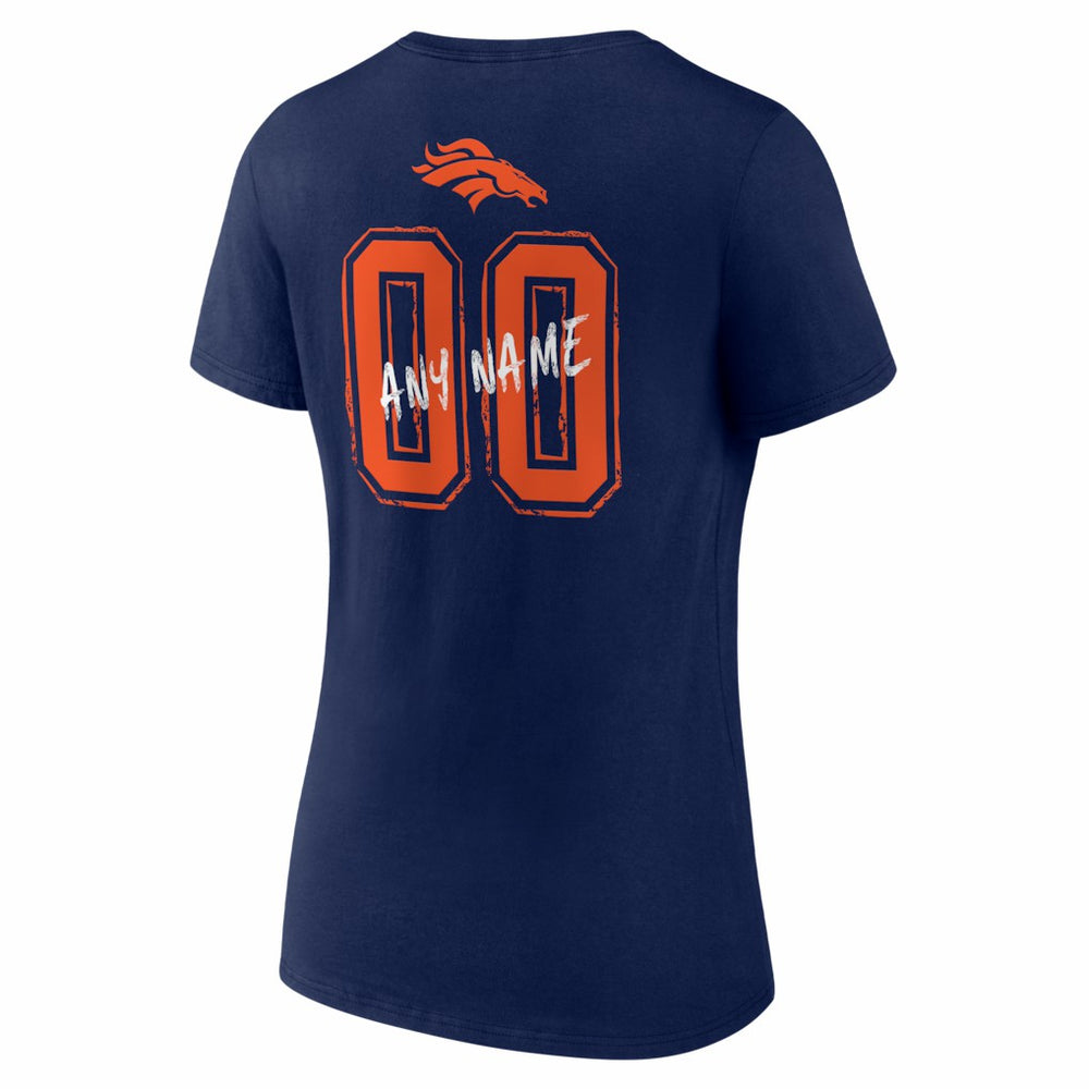 Women's Hustle Personalized Name & Number V-Neck T-Shirt - Denver Broncos
