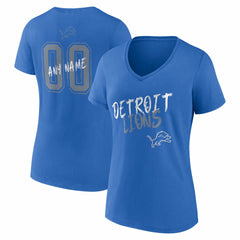 Women's Hustle Personalized Name & Number V-Neck T-Shirt - Detroit Lions