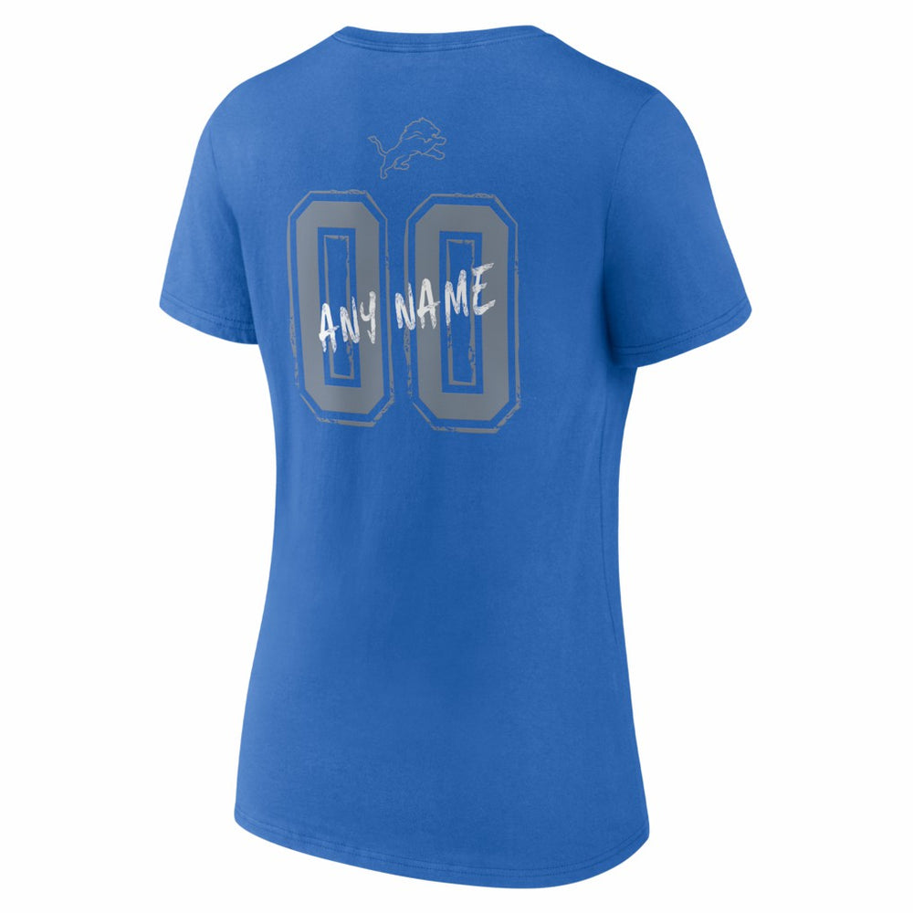 Women's Hustle Personalized Name & Number V-Neck T-Shirt - Detroit Lions