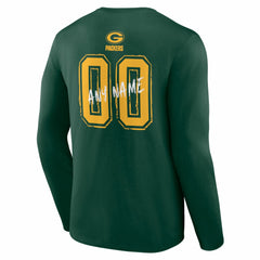 Hustle Personalized Name & Number Long Sleeve T-Shirt - Green Bay Packers