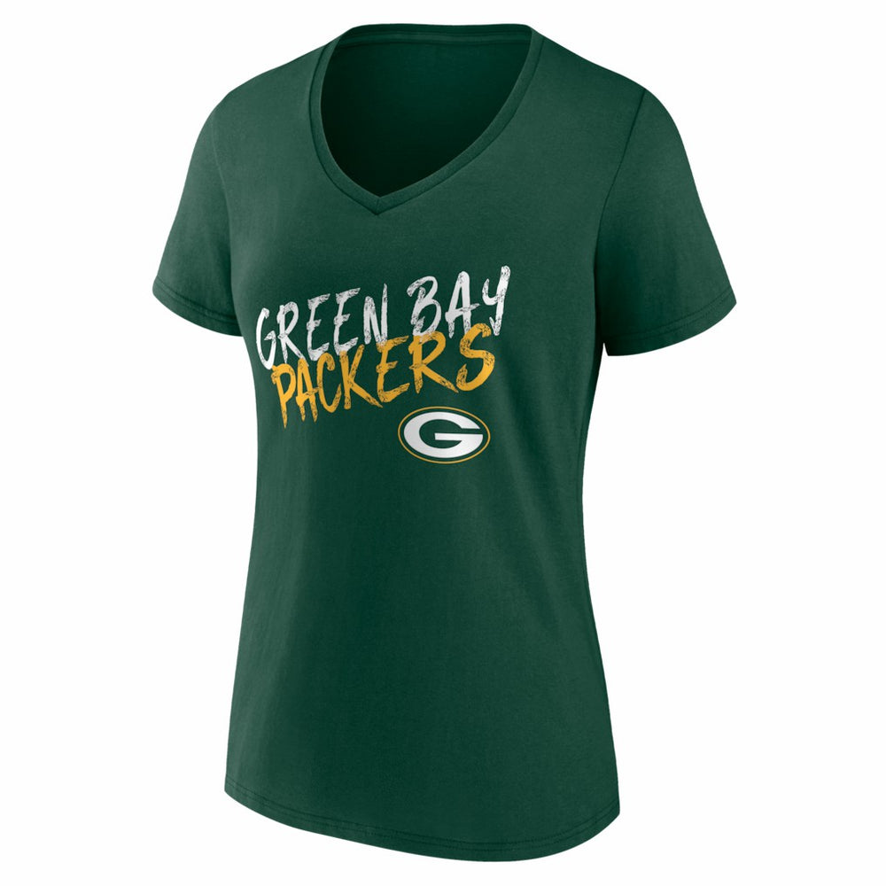 Women's Hustle Personalized Name & Number V-Neck T-Shirt - Green Bay Packers