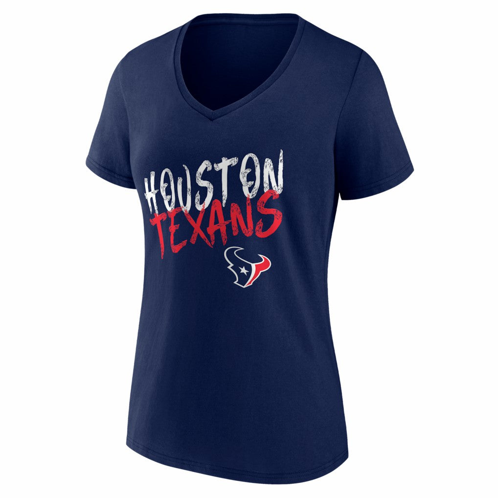 Women's Hustle Personalized Name & Number V-Neck T-Shirt - Houston Texans