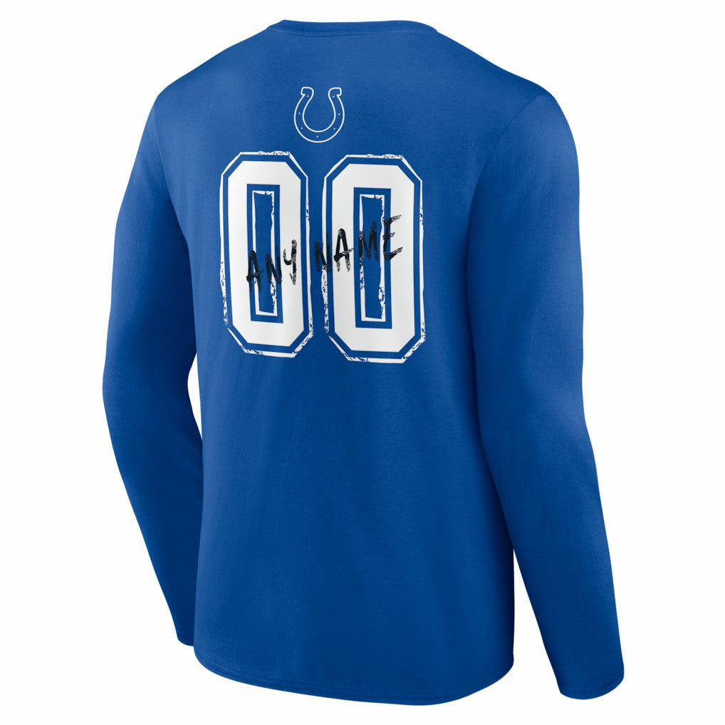 Hustle Personalized Name & Number Long Sleeve T-Shirt - Indianapolis Colts