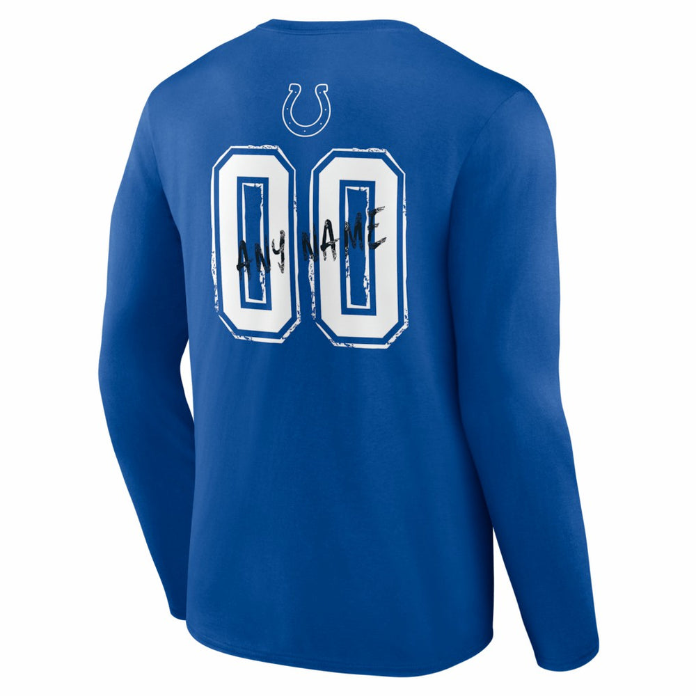 Hustle Personalized Name & Number Long Sleeve T-Shirt - Indianapolis Colts