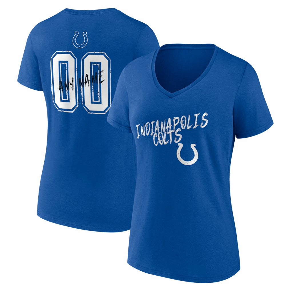 Women's Hustle Personalized Name & Number V-Neck T-Shirt - Indianapolis Colts