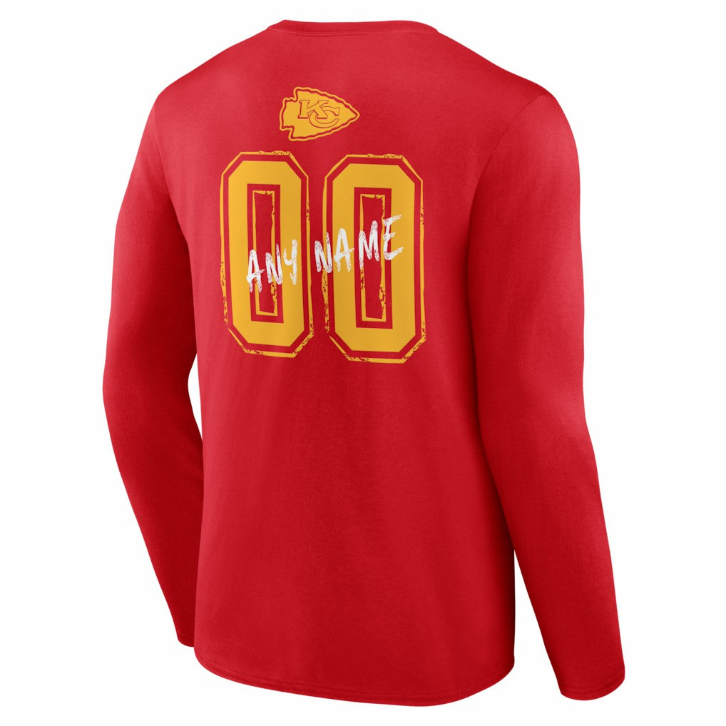 Hustle Personalized Name & Number Long Sleeve T-Shirt - Kansas City Chiefs