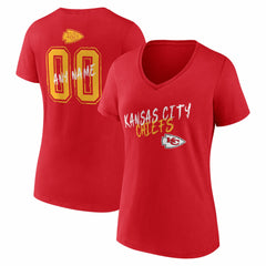 Women's Hustle Personalized Name & Number V-Neck T-Shirt - Kansas City Chiefs