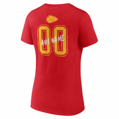 Women's Hustle Personalized Name & Number V-Neck T-Shirt - Kansas City Chiefs