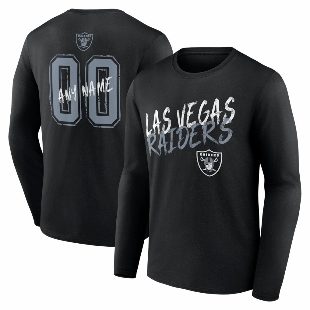 Hustle Personalized Name & Number Long Sleeve T-Shirt - Las Vegas Raiders