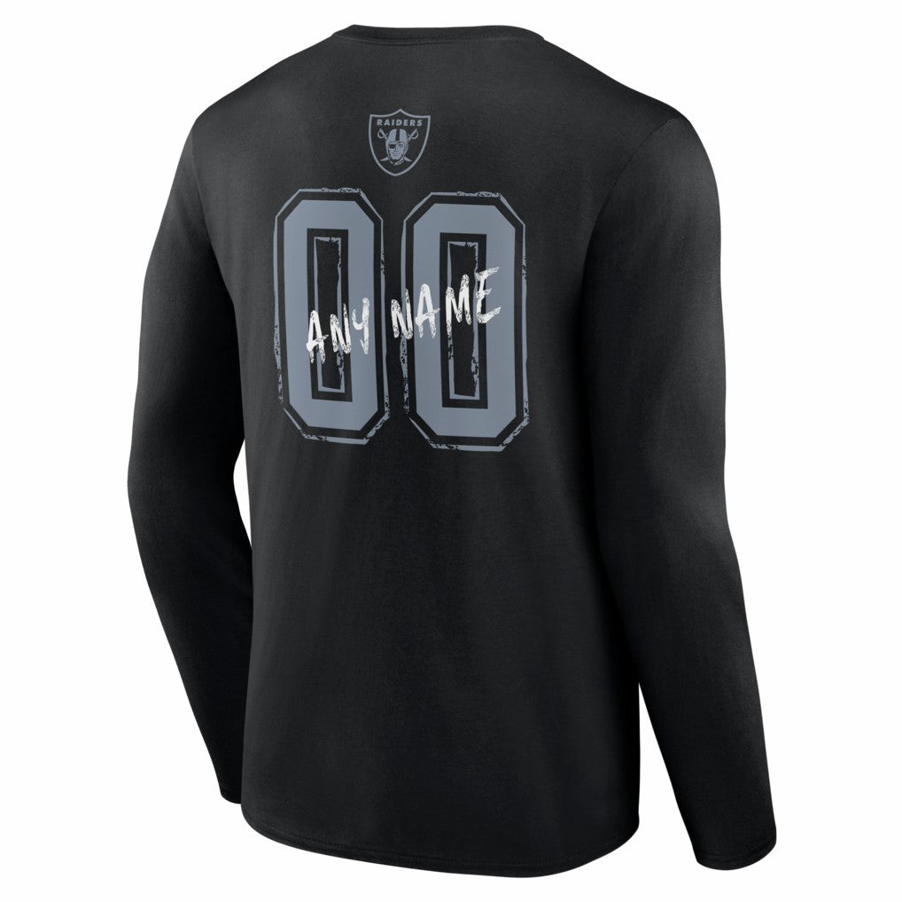 Hustle Personalized Name & Number Long Sleeve T-Shirt - Las Vegas Raiders