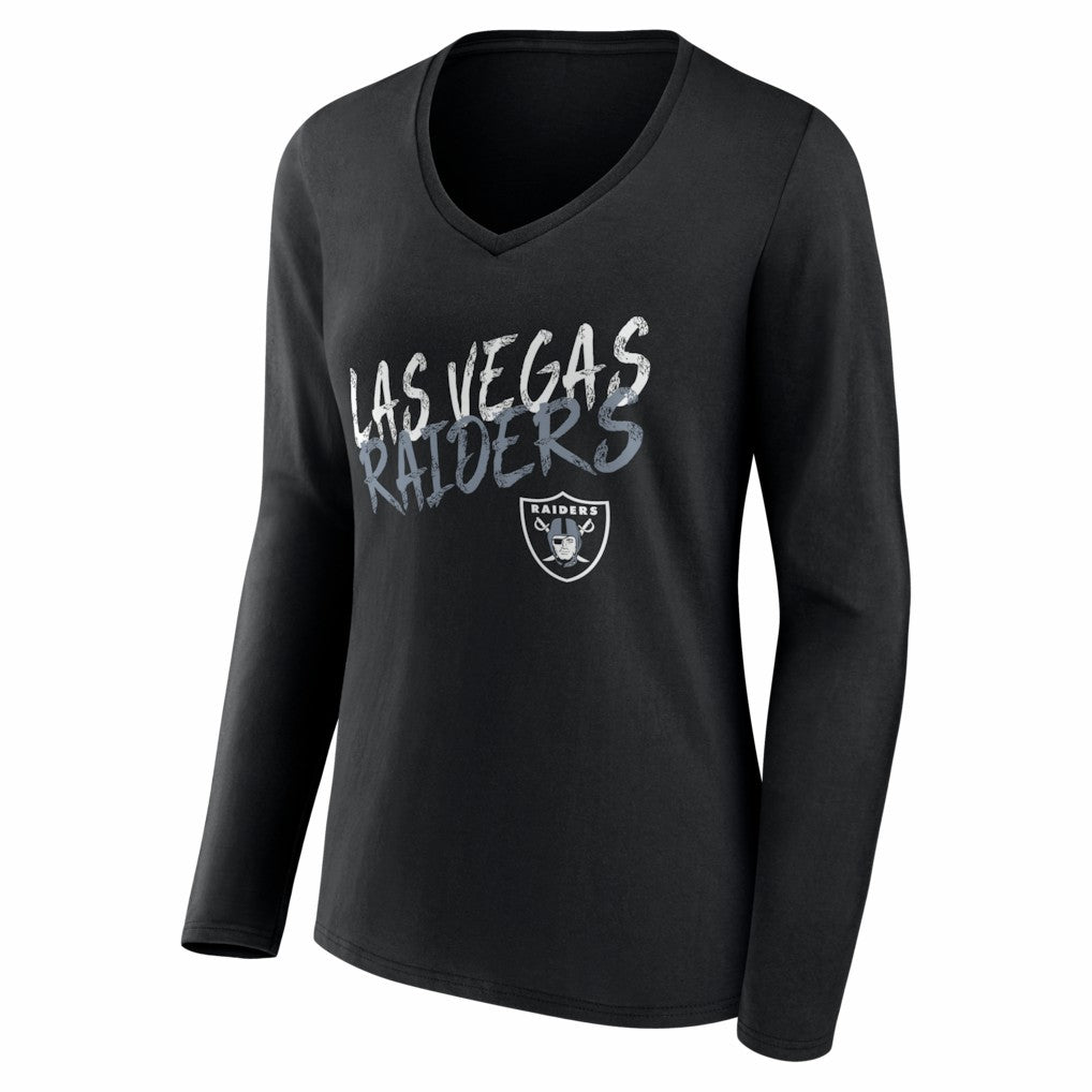 Women's Hustle Personalized Name & Number Long Sleeve V-Neck T-Shirt - Las Vegas Raiders