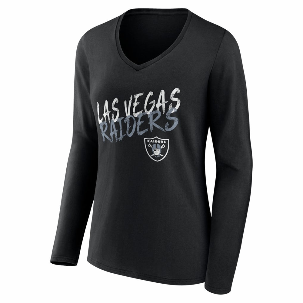 Women's Hustle Personalized Name & Number Long Sleeve V-Neck T-Shirt - Las Vegas Raiders