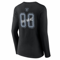 Women's Hustle Personalized Name & Number Long Sleeve V-Neck T-Shirt - Las Vegas Raiders