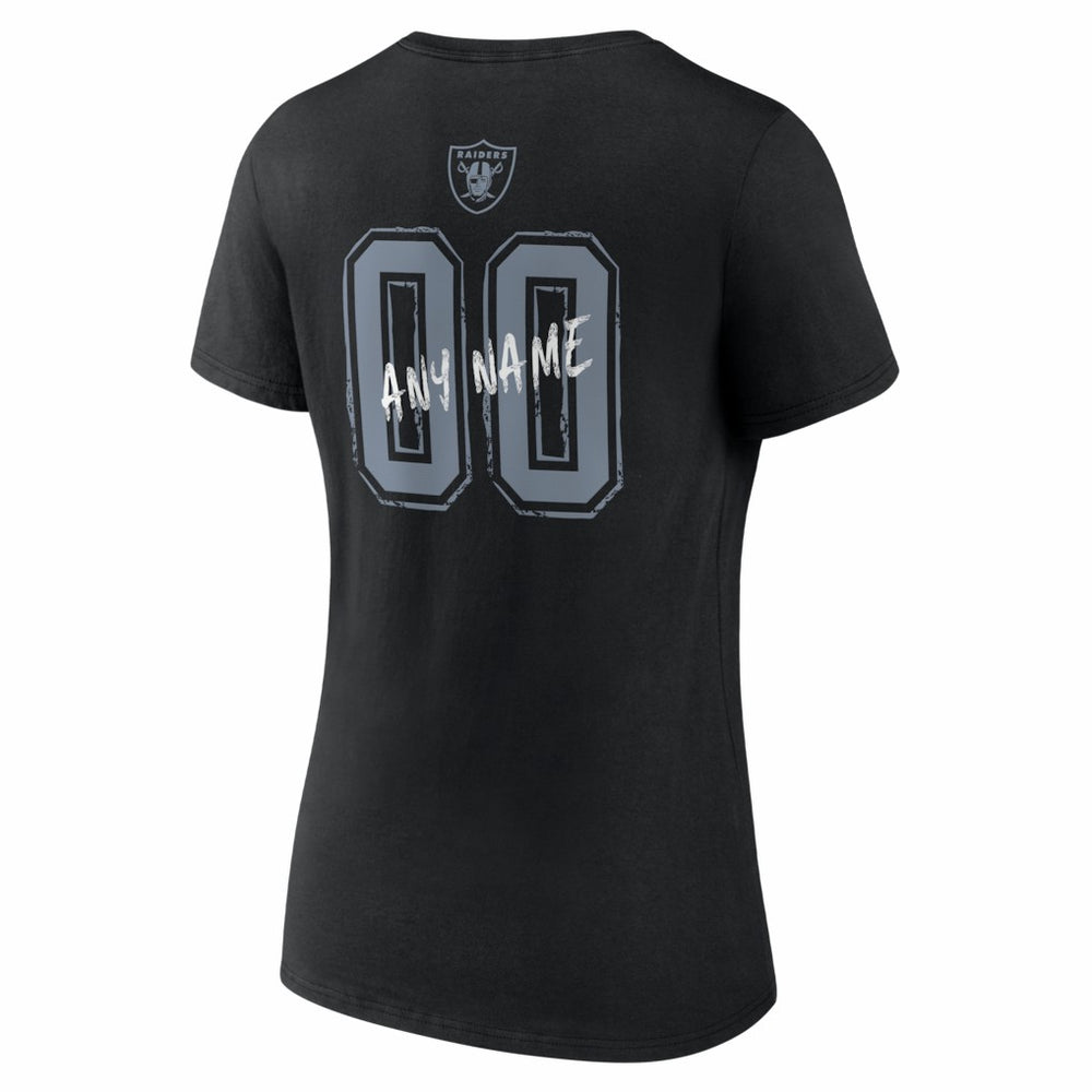 Women's Hustle Personalized Name & Number V-Neck T-Shirt - Las Vegas Raiders