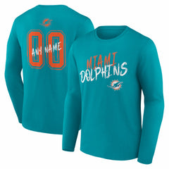 Hustle Personalized Name & Number Long Sleeve T-Shirt - Miami Dolphins