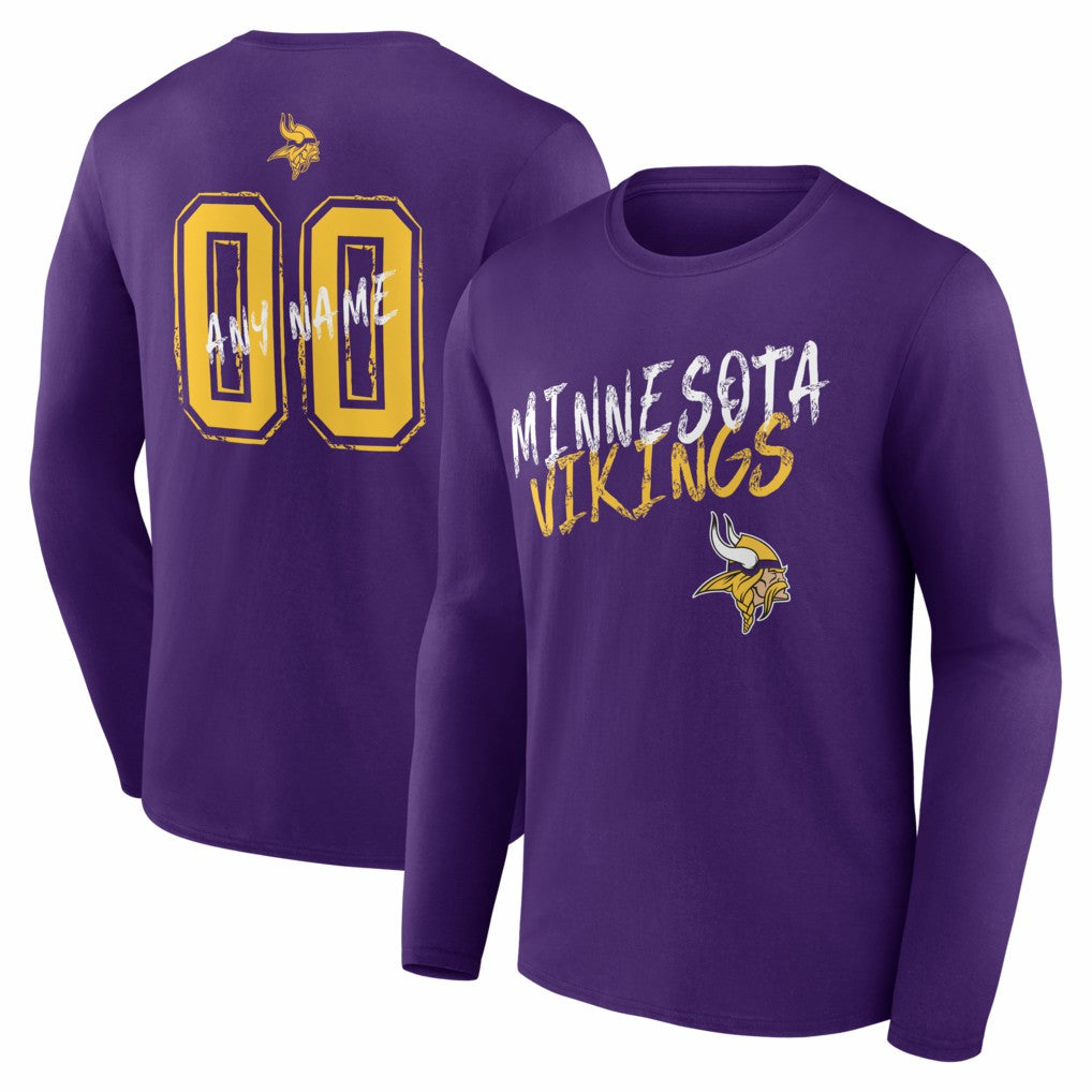 Hustle Personalized Name & Number Long Sleeve T-Shirt - Minnesota Vikings
