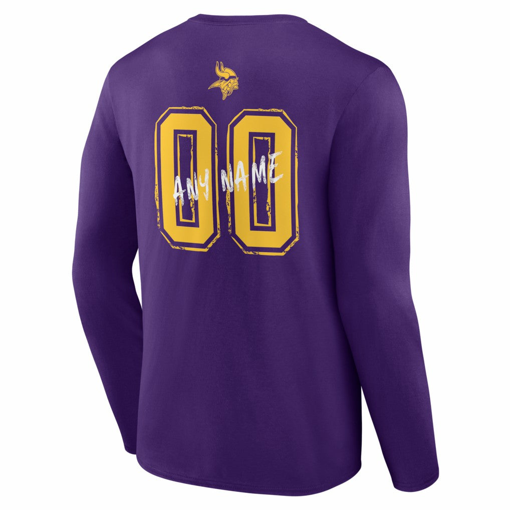 Hustle Personalized Name & Number Long Sleeve T-Shirt - Minnesota Vikings