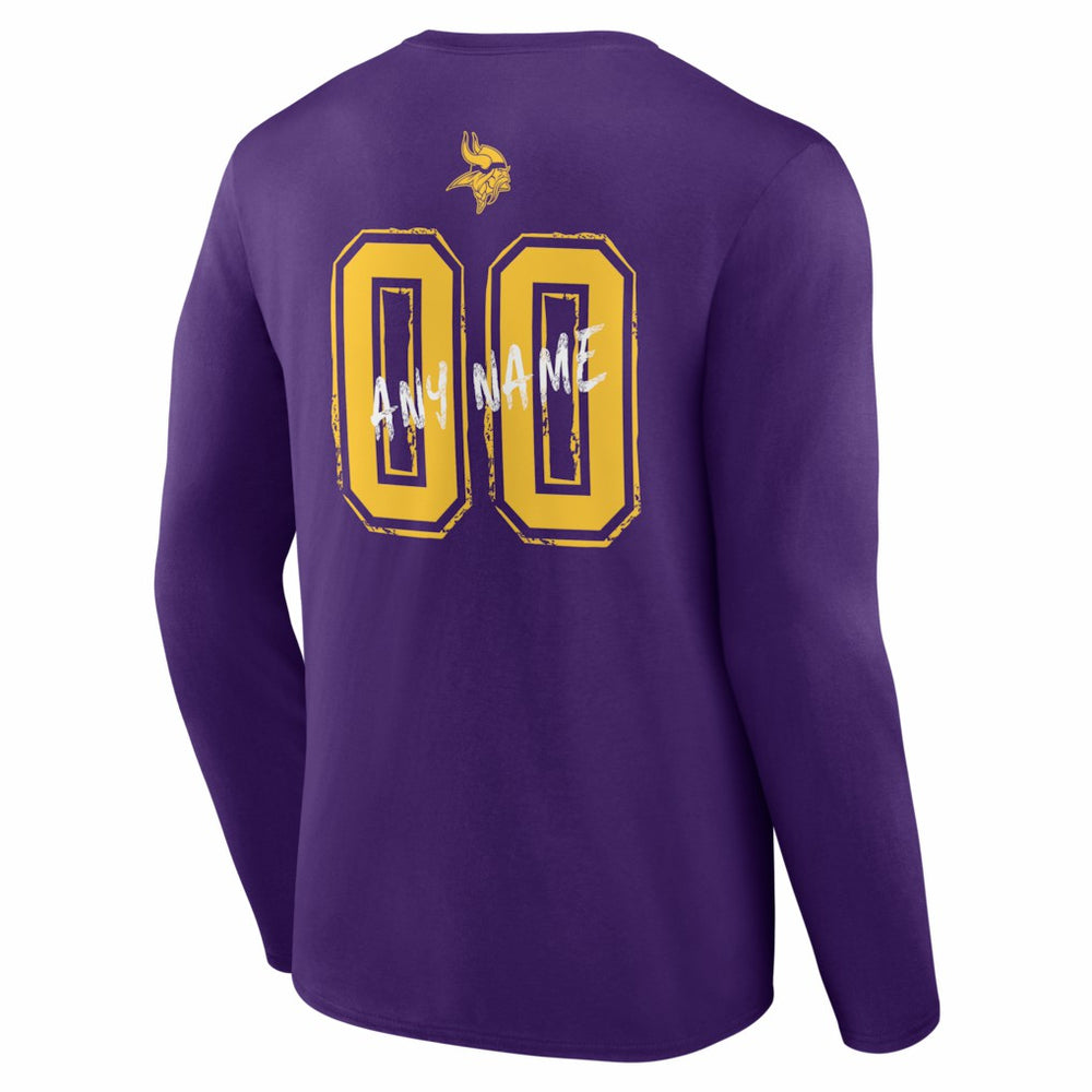 Hustle Personalized Name & Number Long Sleeve T-Shirt - Minnesota Vikings