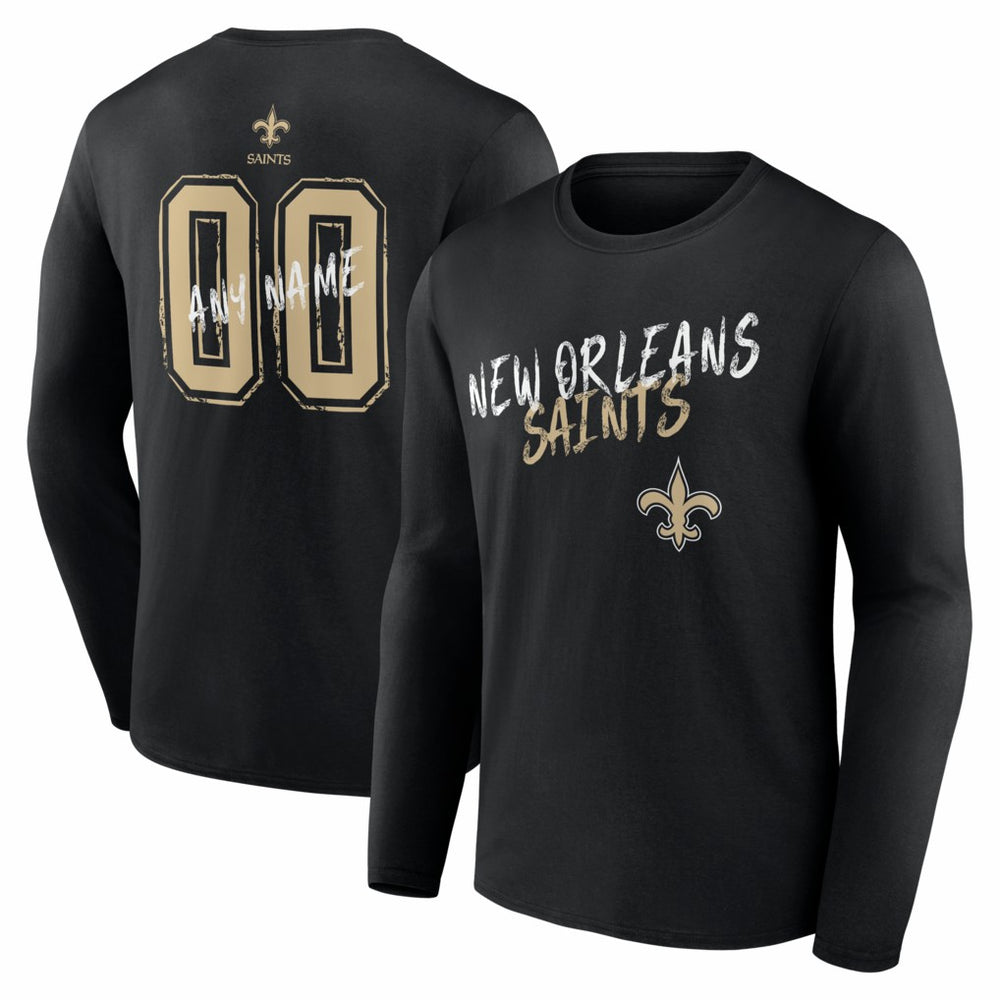 Hustle Personalized Name & Number Long Sleeve T-Shirt - New Orleans Saints