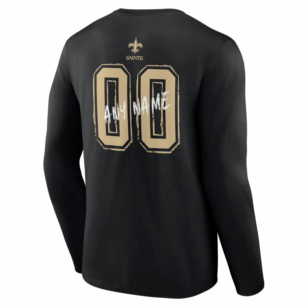 Hustle Personalized Name & Number Long Sleeve T-Shirt - New Orleans Saints