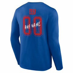 Hustle Personalized Name & Number Long Sleeve T-Shirt - New York Giants