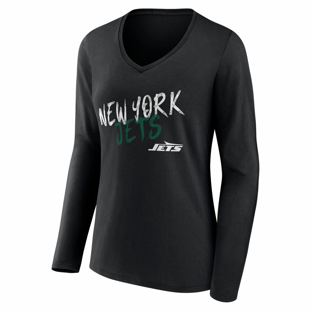 Women's Hustle Personalized Name & Number Long Sleeve V-Neck T-Shirt - New York Jets