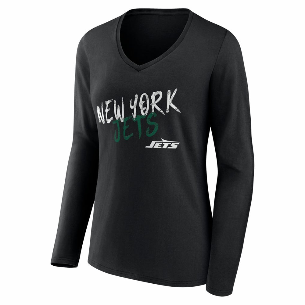 Women's Hustle Personalized Name & Number Long Sleeve V-Neck T-Shirt - New York Jets