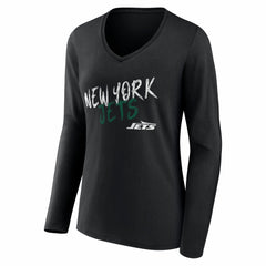 Women's Hustle Personalized Name & Number Long Sleeve V-Neck T-Shirt - New York Jets