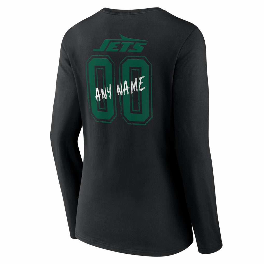 Women's Hustle Personalized Name & Number Long Sleeve V-Neck T-Shirt - New York Jets