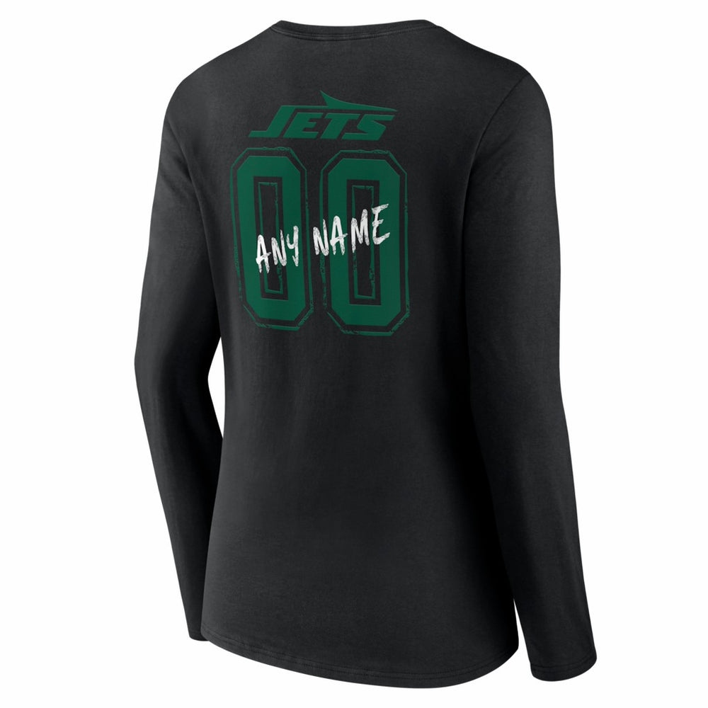 Women's Hustle Personalized Name & Number Long Sleeve V-Neck T-Shirt - New York Jets