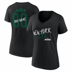 Women's Hustle Personalized Name & Number V-Neck T-Shirt - New York Jets