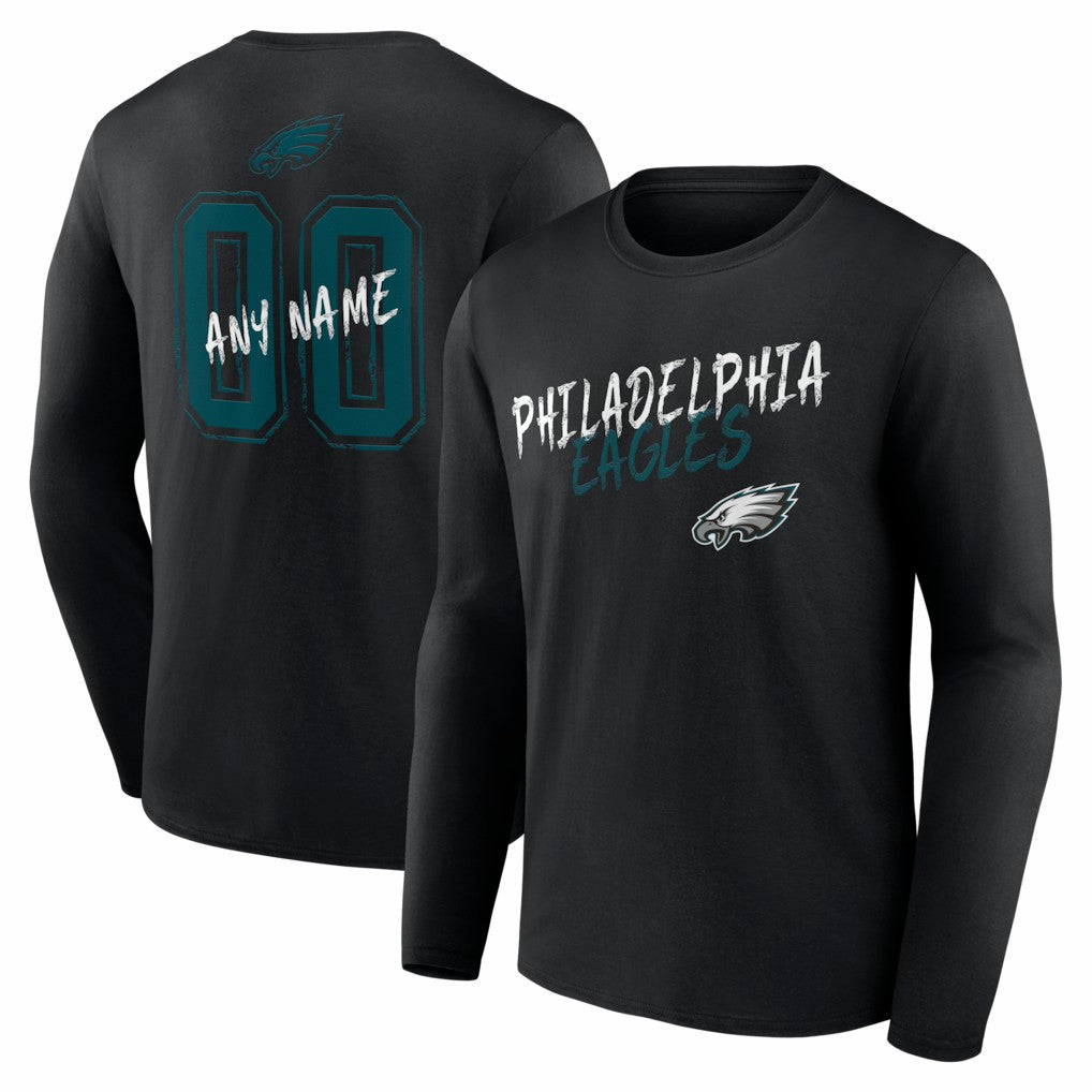 Hustle Personalized Name & Number Long Sleeve T-Shirt - Philadelphia Eagles