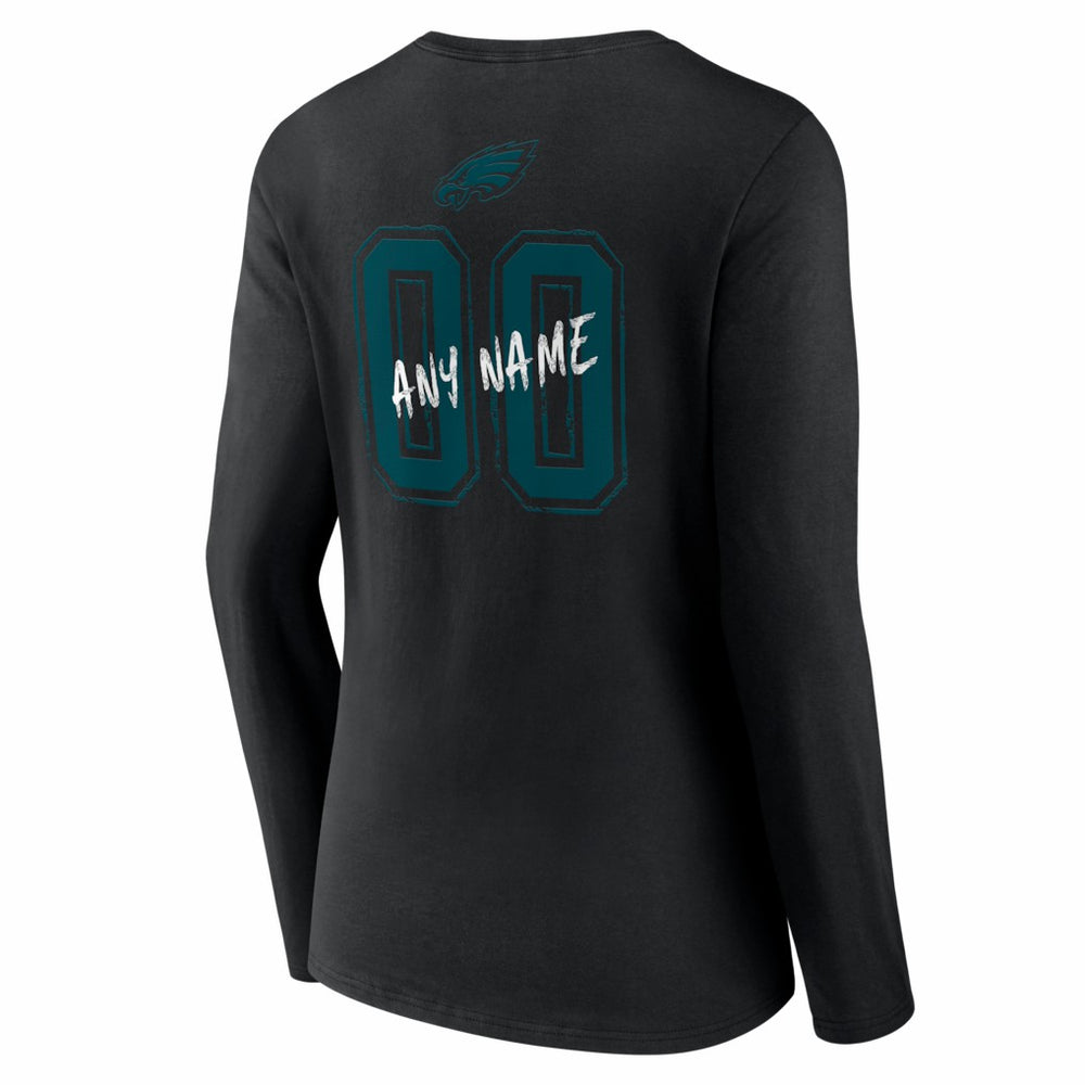 Women's Hustle Personalized Name & Number Long Sleeve V-Neck T-Shirt - Philadelphia Eagles