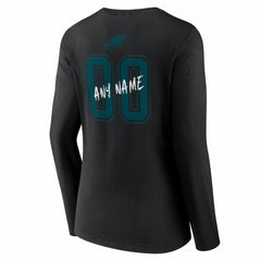 Women's Hustle Personalized Name & Number Long Sleeve V-Neck T-Shirt - Philadelphia Eagles