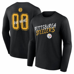 Hustle Personalized Name & Number Long Sleeve T-Shirt - Pittsburgh Steelers
