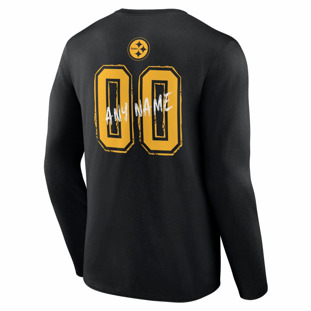 Hustle Personalized Name & Number Long Sleeve T-Shirt - Pittsburgh Steelers