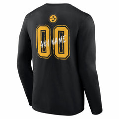 Hustle Personalized Name & Number Long Sleeve T-Shirt - Pittsburgh Steelers